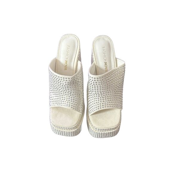 Preloved All for Tonight Chunky Bling Platforms Fashion Nova Size 6 - Picture 2 of 3